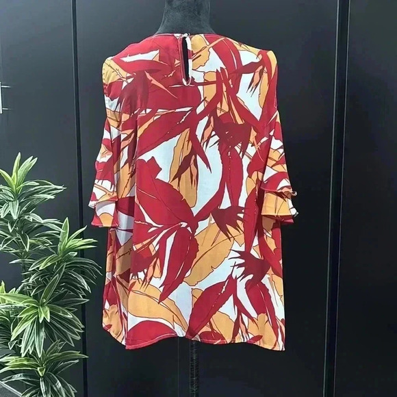 Liz Claiborne cold shoulder lightweight scoop ruffle neckline & sleeve top XL - Picture 6 of 11